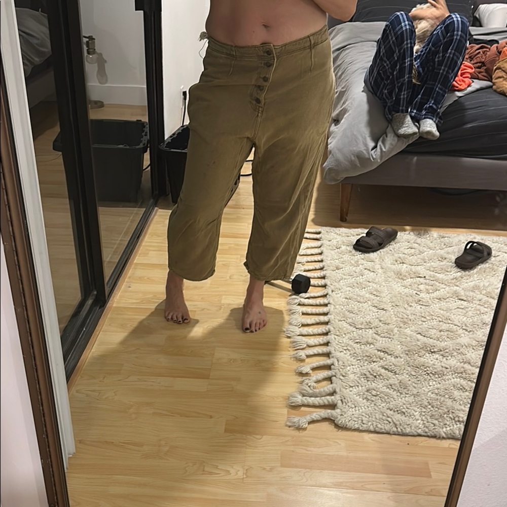 Free People Tan Button-Up Pants